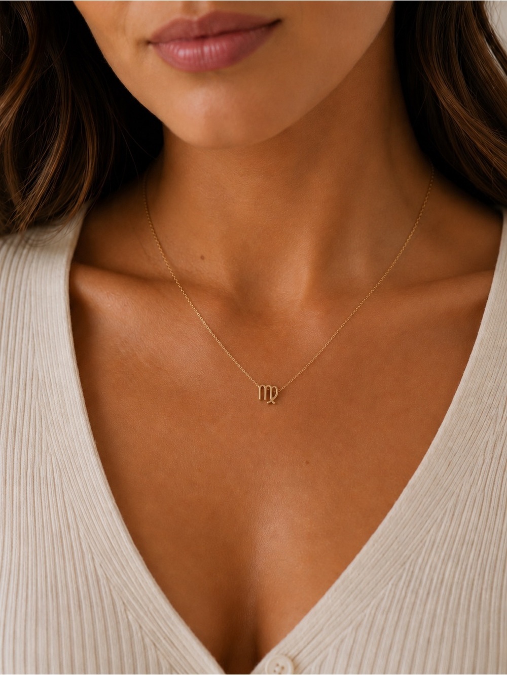 Virgo Zodiac Gold Plated Pendant Necklace Approx. 18" Chain